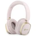 Безжични слушалки Guess Wireless Headphones Rectangle Metal Script (GUBHV28HGCSMP) - Over-ear, Bluetooth, ENC технология, еко кожа - Розов