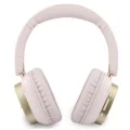 Безжични слушалки Guess Wireless Headphones Rectangle Metal Script (GUBHV28HGCSMP) - Over-ear, Bluetooth, ENC технология, еко кожа - Розов