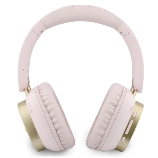 Безжични слушалки Guess Wireless Headphones Rectangle Metal Script (GUBHV28HGCSMP) - Over-ear, Bluetooth, ENC технология, еко кожа - Розов