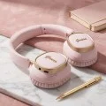 Безжични слушалки Guess Wireless Headphones Rectangle Metal Script (GUBHV28HGCSMP) - Over-ear, Bluetooth, ENC технология, еко кожа - Розов