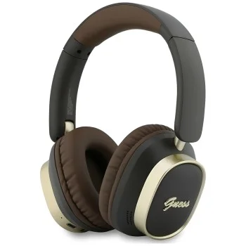 Безжични слушалки Guess Wireless Headphones Rectangle Metal Script (GUBHV28HGCSMW) - Over-ear, Bluetooth, ENC технология, еко кожа - Кафяв