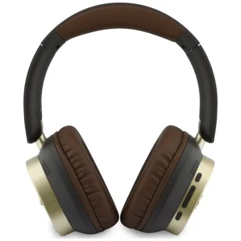 Безжични слушалки Guess Wireless Headphones Rectangle Metal Script (GUBHV28HGCSMW) - Over-ear, Bluetooth, ENC технология, еко кожа - Кафяв