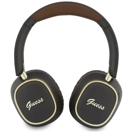 Безжични слушалки Guess Wireless Headphones Rectangle Metal Script (GUBHV28HGCSMW) - Over-ear, Bluetooth, ENC технология, еко кожа - Кафяв