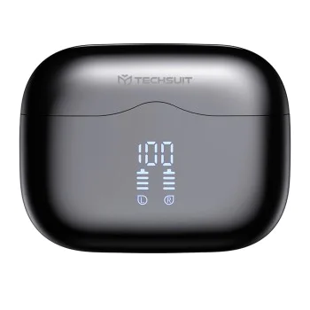Безжични слушалки VelarX One (CW2) - Techsuit - Bluetooth V5.4, 300mAh, ANC + ENC, 4 микрофона - Черно
