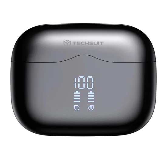 Безжични слушалки VelarX One (CW2) - Techsuit - Bluetooth V5.4, 300mAh, ANC + ENC, 4 микрофона - Черно