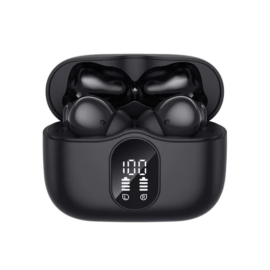 Безжични слушалки WaveBeat 100 (CW3) - Techsuit - Bluetooth V5.4, 300mAh, ANC + ENC, 4 микрофона - Черно