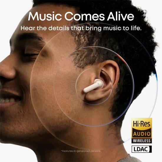 Безжични слушалки Wireless Earbuds SoundCore P42i (D1205G21) - TWS, Шумопотискане, Bluetooth 6.1, Адаптивен ANC, IP55 - Anker - Бял