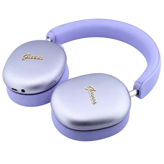 Безжични слушалки с оглавник Metal Script Logo (GUBHP10HMBSU), Bluetooth 5.4, ENC, металически финиш - Guess - Лилав