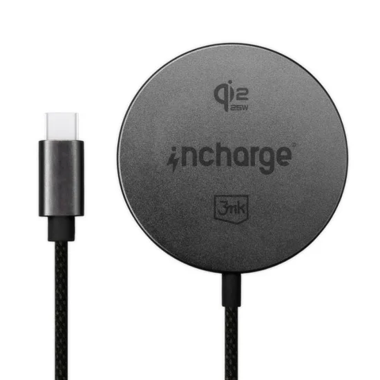 Безжично зарядно устройство 3mk Wireless Charger incharge® Align - MagSafe технология, 25W, Qi2.2 - Черен