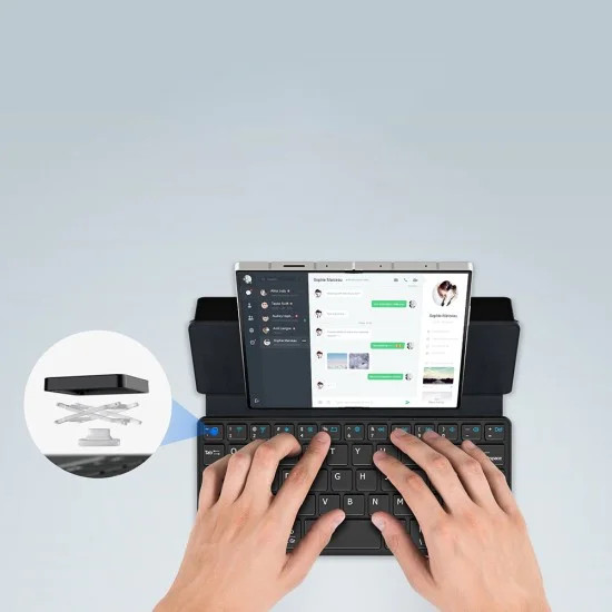 Безжична клавиатура Dux Ducis Keyboard Mini - с калъф, Bluetooth 5.0, универсална, USB-C, 180mAh, английска подредба - Черен