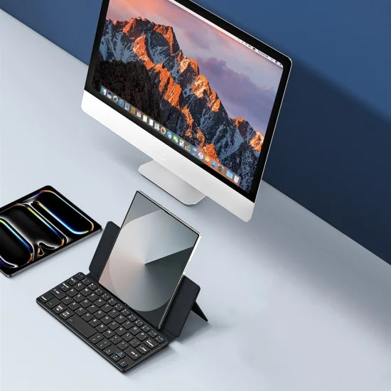 Безжична клавиатура Dux Ducis Keyboard Mini - с калъф, Bluetooth 5.0, универсална, USB-C, 180mAh, английска подредба - Черен