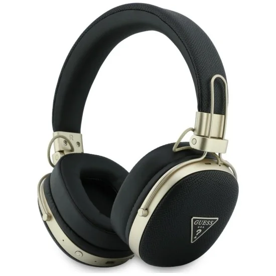 Безжични слушалки Guess Wireless Headphones Grained Triangle Logo (GUBHP72PGTCSK) - Bluetooth, ENC технология, Over-ear, еко кожа - Черен