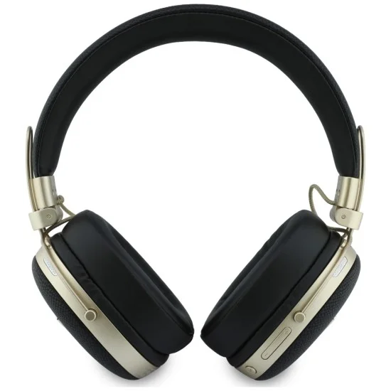 Безжични слушалки Guess Wireless Headphones Grained Triangle Logo (GUBHP72PGTCSK) - Bluetooth, ENC технология, Over-ear, еко кожа - Черен