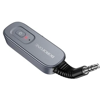 Bluetooth аудио приемник и предавател AUX Borofone Clear Way (BC51) - жак 3.5mm, Bluetooth V5.4, Plug&Play - Сив