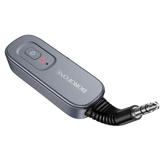 Bluetooth аудио приемник и предавател AUX Borofone Clear Way (BC51) - жак 3.5mm, Bluetooth V5.4, Plug&Play - Сив
