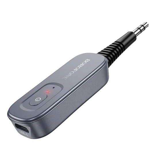 Bluetooth аудио приемник и предавател AUX Borofone Clear Way (BC51) - жак 3.5mm, Bluetooth V5.4, Plug&Play - Сив