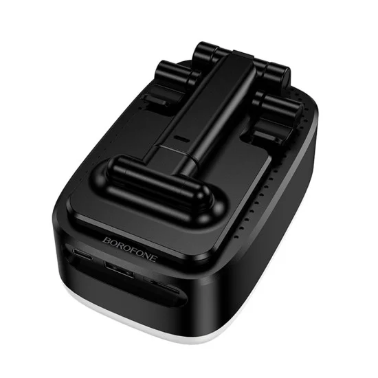 Bluetooth колонка 3 в 1 Borofone Marea (BR200) - стойка за телефон + външна батерия, 5W, Bluetooth 6.0, TWS, 1500mAh - Черен