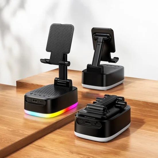 Bluetooth колонка 3 в 1 Borofone Marea (BR200) - стойка за телефон + външна батерия, 5W, Bluetooth 6.0, TWS, 1500mAh - Черен