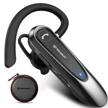 Bluetooth слушалка Techsuit AirTalk (CB2) - 20 часа разговори, Dual Mic, Type-C - Черна