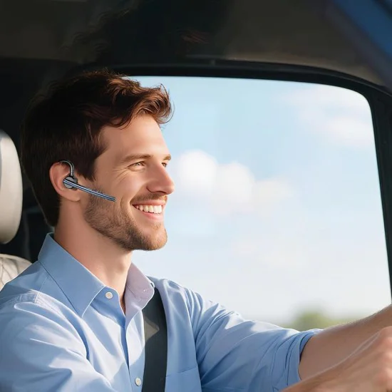 Блутут слушалка Techsuit Bluetooth Headset Vocelis Pro (CB4) - Хендсфри, с кука за ухо - Синя