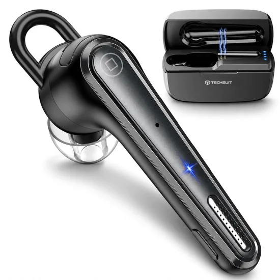 Блутут слушалка Techsuit Bluetooth Headset Voicera (CB3) - Хендсфри, шумозаглушаваща - Черна