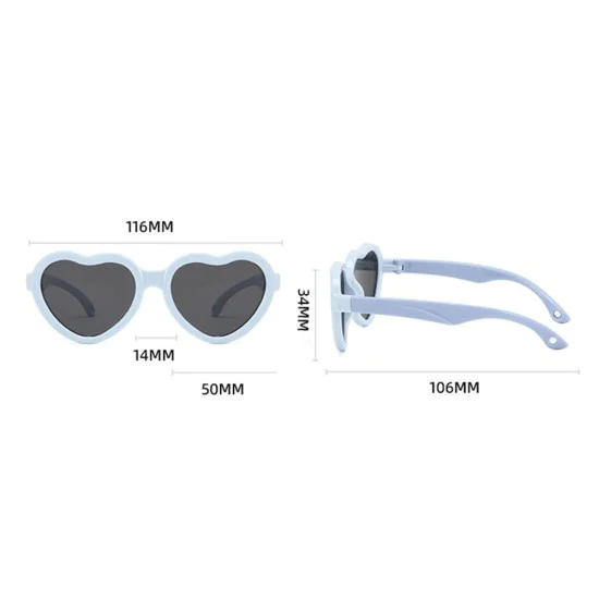 Детски слънчеви очила Techsuit Kids Polarized Sunglasses (23070) - сърцевидни, поляризирани - Черен / Червен