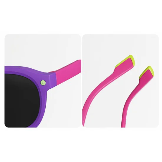 Детски слънчеви очила Techsuit Premium Kids Sunglasses (616) - поляризирани, TPEE рамка - Лилав / Розов
