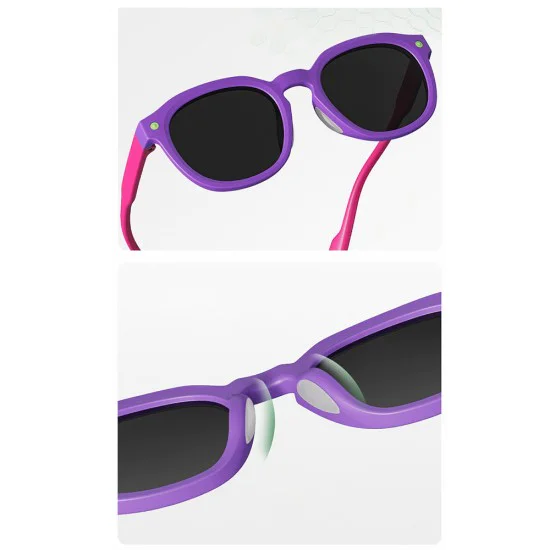 Детски слънчеви очила Techsuit Premium Kids Sunglasses (616) - поляризирани, TPEE рамка - Лилав / Розов