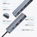 Докинг станция Anker (Docking Station) - 2x USB-C, 3x USB, 2x HDMI, VGA, Triple Display, 4K@60Hz, PD100W - Сива