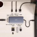 Докинг станция Anker (Docking Station) - HDMI, 2x USB, 2x USB-C, Ethernet, SD/TF карта, PD85W - Сива