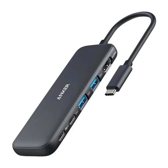 Докинг станция Docking Station 332 (A8355H11) - 5в1, Ултра тънка, HDMI 4K, USB-C - Anker - Черен