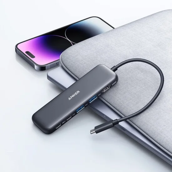 Докинг станция Docking Station 332 (A8355H11) - 5в1, Ултра тънка, HDMI 4K, USB-C - Anker - Черен