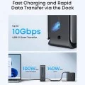 Докинг станция Docking Station Nano (A83C3311) - 13в1, Поддръжка на три дисплея, Вграден подвижен хъб, Бързо зареждане 100W, 10Gbps - Anker - Черен