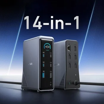 Докинг станция Docking Station Prime 737 (A83B63A1) - 14в1, 160W, Поддръжка на двоен дисплей 4K@60Hz, 10Gbps - Anker - Черен