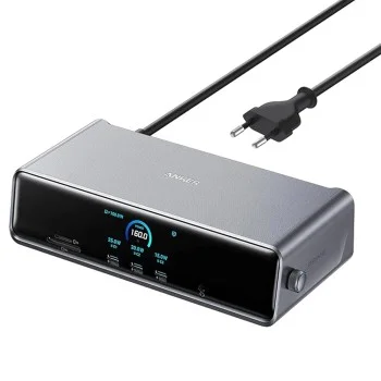 Докинг станция Docking Station Prime (A83B33A1) - 14в1, DisplayLink 8K, Поддръжка на три дисплея, Бързо зареждане 140W - Anker - Сив