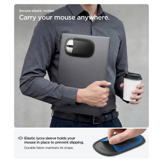 Джоб за мишка Spigen Mouse Sleeve Black LD220 - самозалепващ се - Черен