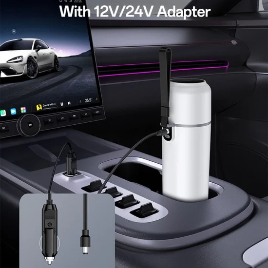 Yesido - Electric Car Kettle (VC20) - 500ml, 100W, Adjustable Temperature, LED Display, 12-24V - White