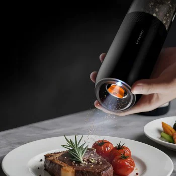 Електрическа мелничка за сол и пипер Deerma Electric Grinder Set (YM01) - регулируема едрина, 175ml - Черна