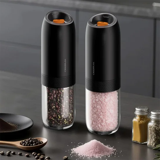 Електрическа мелничка за сол и пипер Deerma Electric Grinder Set (YM01) - регулируема едрина, 175ml - Черна