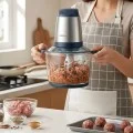 Електрическа месомелачка JR01, 350W, купа 2L, два режима, спираловидни ножове - Deerma - Сребрист / Тъмносин