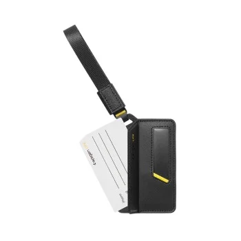 Етикет за куфар Spigen Universal Luggage Tag LF510 (AHP09776) - премиум Velo кожа, сигурно магнитно закопчаване, двойна велкро лента - Черен