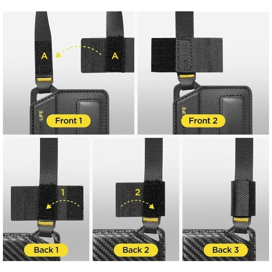Етикет за куфар Spigen Universal Luggage Tag LF510 (AHP09776) - премиум Velo кожа, сигурно магнитно закопчаване, двойна велкро лента - Черен