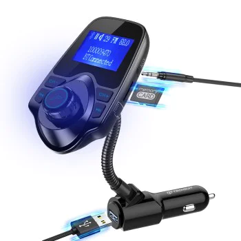 FM модулатор JamLink (MFM4) - Techsuit - Bluetooth, Jack 3.5мм, слот за TF карта, 10–24V - Черно