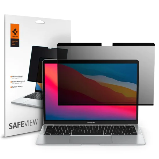 Филтър за поверителност за MacBook Air 13 (2022 / 2024 / 2025) - Safe View Magnetic - Spigen - Черен