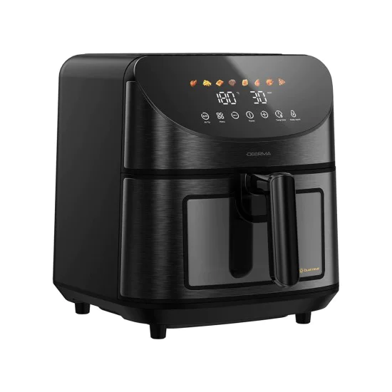 Фритюрник с горещ въздух Deerma Air Fryer (KZ150W) - еър фрайър, 8L, 1700W, сензорен екран - Черен
