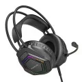 Геймърски слушалки с микрофон Borofone Thunder (BO105) - Over-Ear, 50mm говорители, USB + 3.5mm, LED подсветка - Черен