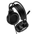 Геймърски слушалки с микрофон Borofone Wave (BO112) - Over-Ear, 50mm говорители, USB + 3.5mm, LED подсветка - Черен