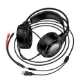 Геймърски слушалки с микрофон Borofone Wave (BO112) - Over-Ear, 50mm говорители, USB + 3.5mm, LED подсветка - Черен