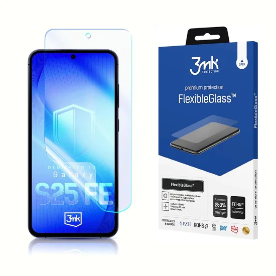 Хибридно стъкло за Samsung Galaxy S25 FE - 3mk FlexibleGlass - Прозрачно