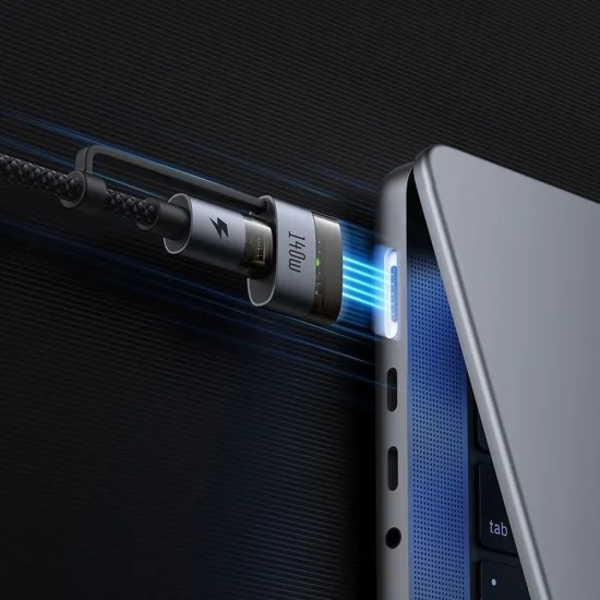 Кабел за данни 2 в 1 Mcdodo (CA-8860) - Type-C към USB-C + MagSafe 3, 240W, LED индикатор, 2m - Черен